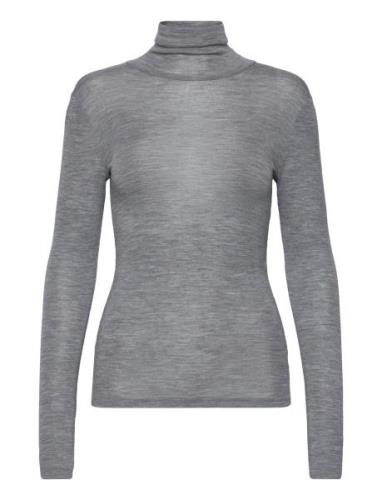 Mscally Roll Neck Long Sleeve Top Grey Minus