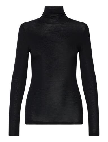 Mscally Roll Neck Long Sleeve Top Black Minus