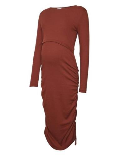 Mlemily June Ls Jrs Midi Dress 2F Noos Red Mamalicious