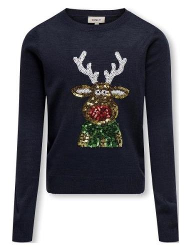 Kogxmas Ls O-Neck Mix Detail Box Knt Navy Kids Only