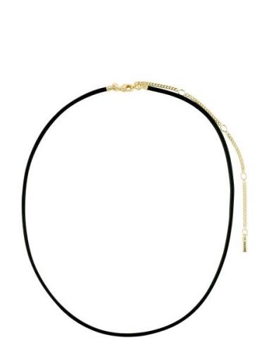 Charm Leather Cord Necklace Black Pilgrim