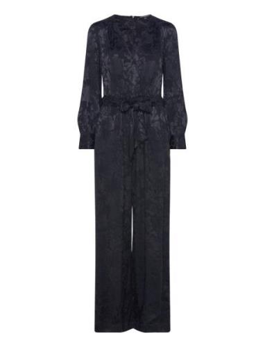 Arya Satin Jacquard Jumpsuit Black French Connection