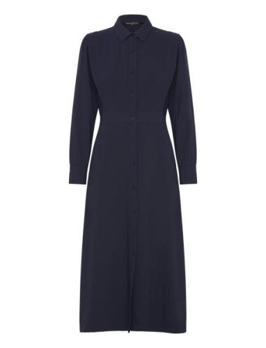 Brina Crepe Button Down Dress Navy French Connection