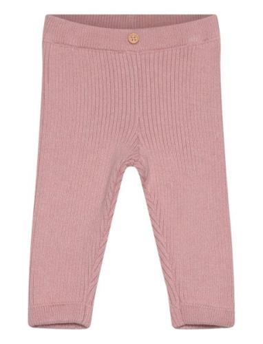 Cotton Ribbed Leggings Pink Mango