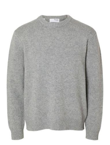 Slhcody Ls Knit Relaxed Crew Neck Noos Grey Selected Homme