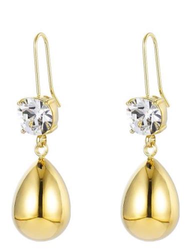 Drop Crystal Hook Earring Gold Bud To Rose