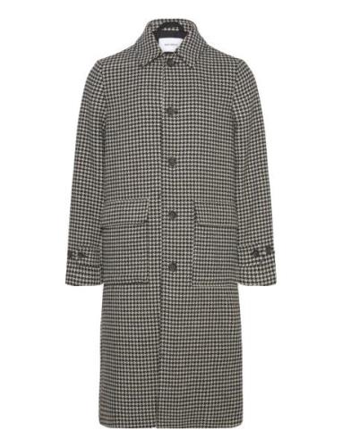 Maximilian Houndstooth Wool Coat Black Les Deux