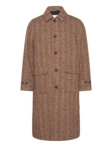 Maximilian Herringb Wool Coat Brown Les Deux