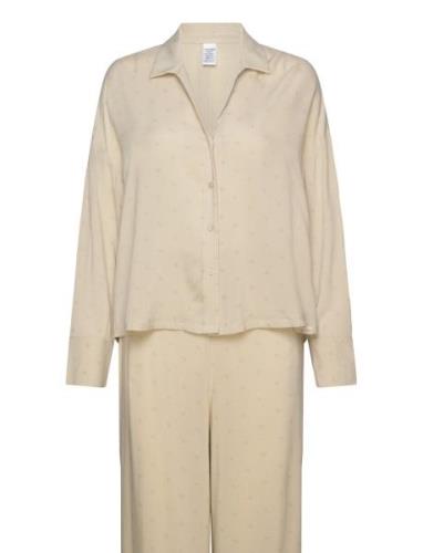 L/S Buttondown & Pant Sleep Set Beige Calvin Klein