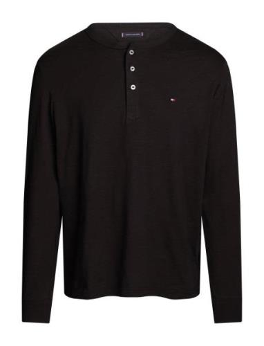 Slub Henley Ls Tee Black Tommy Hilfiger