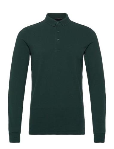 Long Sleeve Cotton Pique Polo Green Superdry