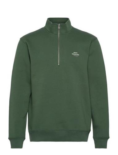 Standard Half Zip Logo Sweat Green Mads Nørgaard