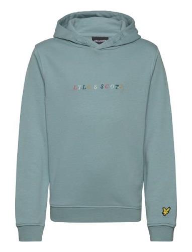 Multi Coloured Embroidery Hoodie Blue Lyle & Scott