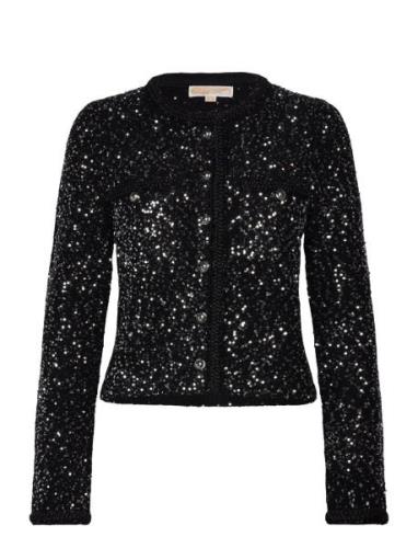 Sequin Pkt Snap Jkt Black Michael Kors