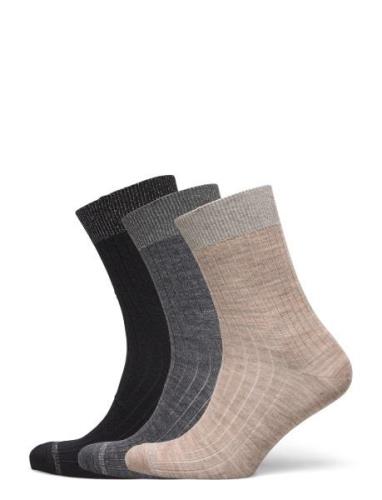 Erina Wool Rib Socks - 3-Pack Black Mp Denmark