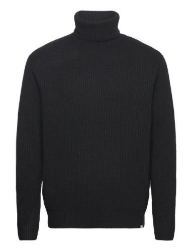 Eddie Wool Rib Rollneck Knit Black Les Deux