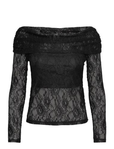 Slfmista Ls Off Shoulder Lace Top Black Selected Femme