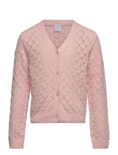 Cardigan Patternknit V Neck Pink Lindex