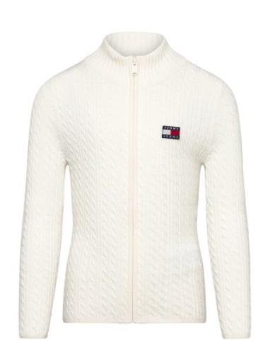 Tjw Zip-Thru Cable Cardigan Cream Tommy Jeans