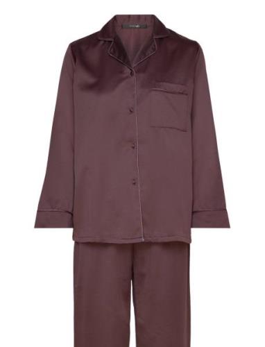 Leo Sateen Pyjamas Brown Missya