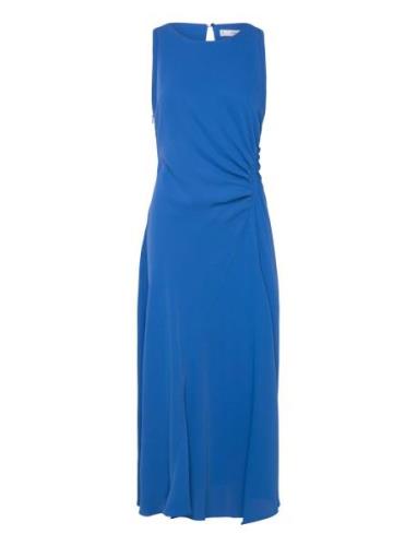 Midi-Dress With Draped Detail Blue Mango