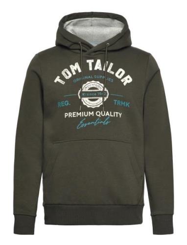 Hoodie With Print Khaki Tom Tailor