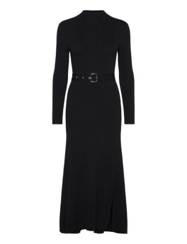 Lslv Buckle Belt Knit Dress Black Karl Lagerfeld