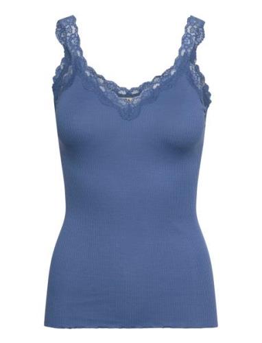 Rmwbalta Modal Sl V-Neck Top Blue RM By Rosemunde