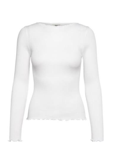 Rmwbalta Modal Ls Boatneck Blouse White RM By Rosemunde