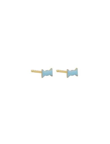 Bow Tie Earstuds Blue Design Letters