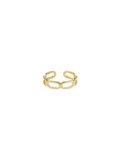 Square Link Ring Gold Design Letters