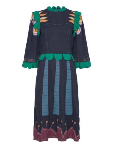 Embroidered Cotton Dress Navy Stella Nova