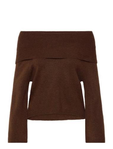 Penny Offshoulder Knit Blouse Brown A-View