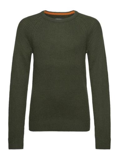 Jjpannel Knit Crew Neck Aw24 Jnr Green Jack & J S