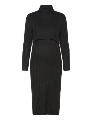 Mlsuniva June L/S Knit Midi Dress 2F Black Mamalicious