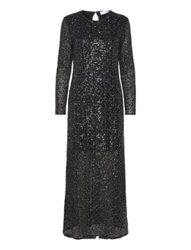 Slfnoel Ls Ankle Sequins Dress B Black Selected Femme