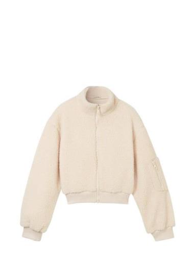 Cozy Teddy Sweat Jacket Cream Tom Tailor