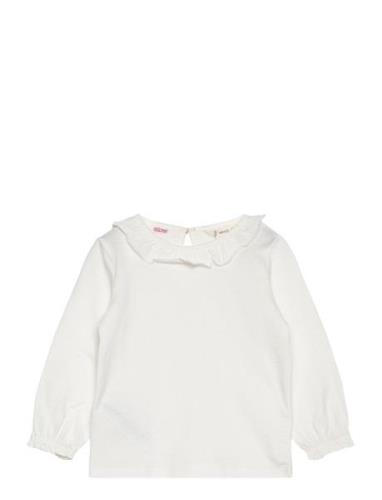 Ruffled Collar T-Shirt White Mango