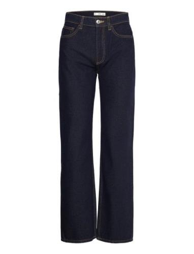 High Waist Straight Jeans Navy Mango