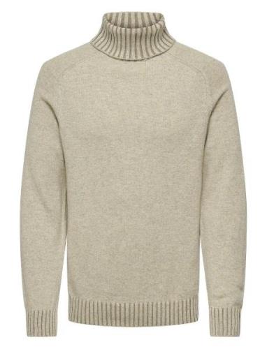 Onseddy Reg 7 Wool Roll Knit Cream ONLY & SONS