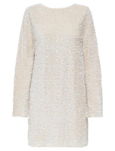 Onlanika Sequins Ls Bow Dress Wvn White ONLY