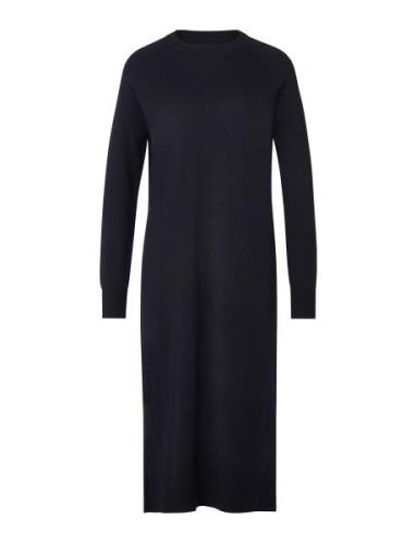 Ivana Cotton/Cashmere Blend Knitted Dress Navy Lexington Clothing