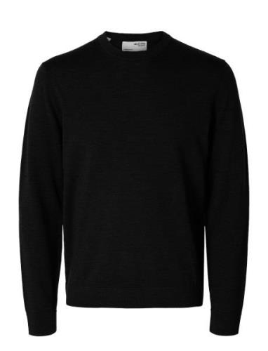 Slhtray Ls Knit Merino Crew Neck Noos Black Selected Homme