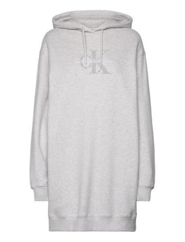 Chenille Monologo Hoodie Dress Grey Calvin Klein Jeans