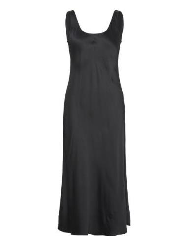 Viscose Satin Slip Dress Black Calvin Klein