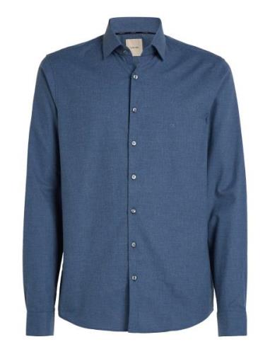 Flannel Solid Slim Shirt Blue Calvin Klein