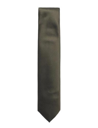 Polyester Tie With Dots 7 Cm Khaki Lindbergh Black