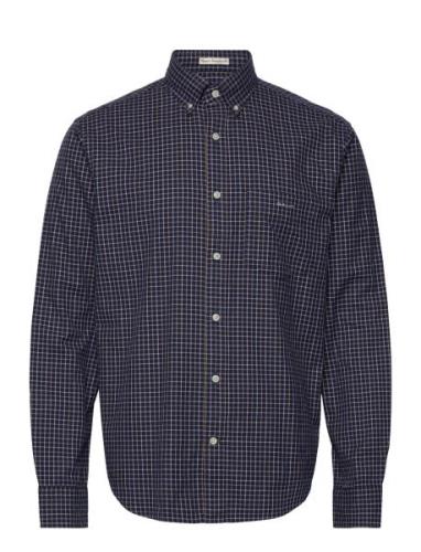 Reg Jaspe Tattersall Shirt Navy GANT