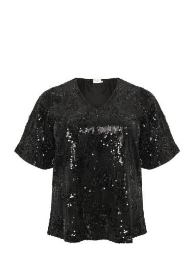 Kcnicoleen Sequin Blouse Black Kaffe Curve