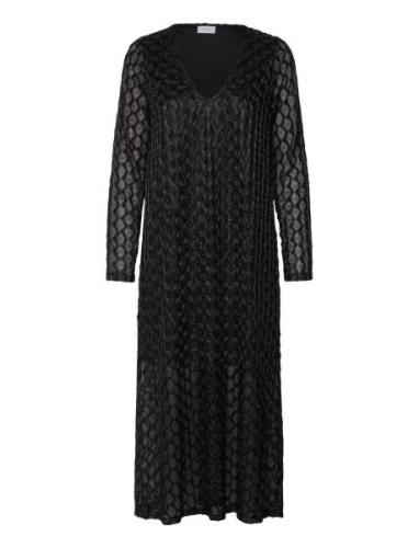 Vizalma V-Neck L/S Midi Dress/R Black Vila